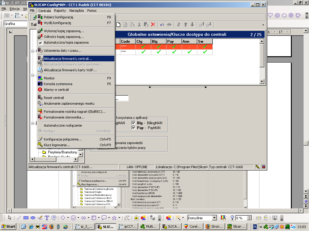ConfigMAN 12 Wymiana firmware'u w centrali 12.