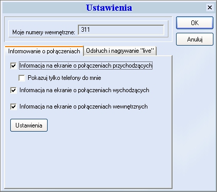 CENTRALA IP-PABX instrukcja obsługi Moje numery Osobista, nie dostępna dla innych użytkowników systemu, kartoteka (książka tele-adresowa) zapisana w bazie danych programu. Rys.