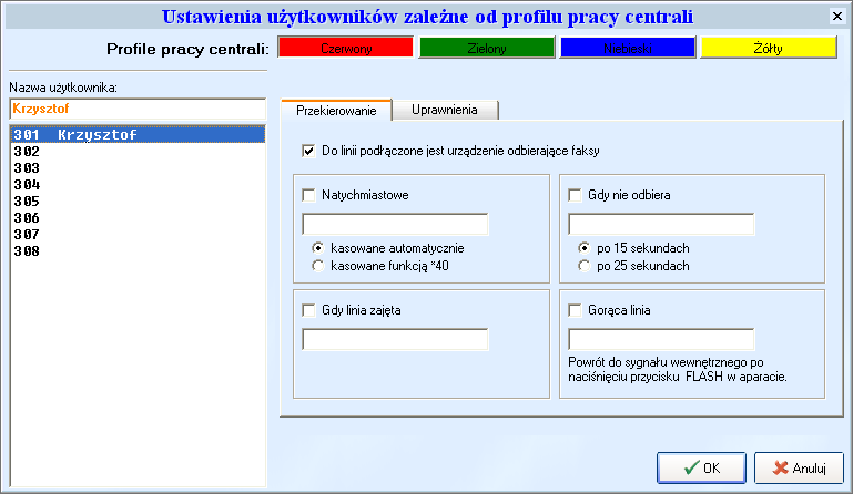 CENTRALA IP-PABX instrukcja obsługi Wyłączenie opcji Rejestracja treści połączeń wewnętrznych spowoduje, nie nagrywanie treści połączeń z linią miejską.