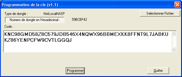 UWAGA : Dla klucza typu Hasp należy wcisnąć przycisk Hexadecimal.