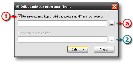 4Trans, TachoScan, GBOX 19 Rys.6. Wskazanie miejsca kopiowania plików bazy danych. 5.