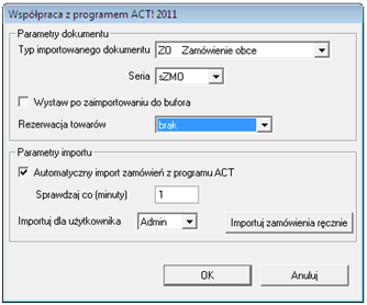 Symfonia ACT! Integrator 3 Parametry eksportu skupiają się na określeniu tych szans, które nie powinny być eksportowane.