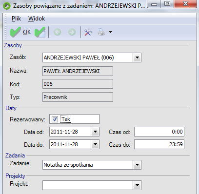 Rysunek 33 Dodawanie zasobu. Gdzie należy uzupełnić następujące informacje: Zasób- lista dostępnych zasobów.