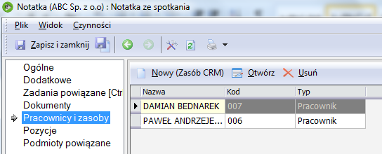 Rysunek 34 Dodawanie zasobu w formie kalendarza. Okno otwiera się na aktualnej dacie. Na powyższym obrazie widać wcześniej dodany zasób. Skrajna lewa kolumna oznacza nazwę zasobu.