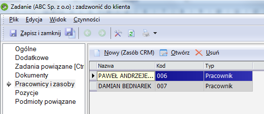Rysunek 46 Dodawanie zasobu w formie kalendarza. Okno otwiera się na aktualnej dacie. Na powyższym obrazie widać wcześniej dodany zasób. Skrajna lewa kolumna oznacza nazwę zasobu.