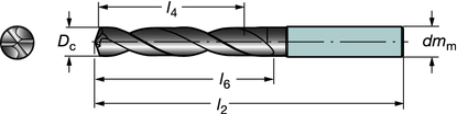 CoroDrill 856 CoroDrill 856 WIRCNI 4 5 D c 856.1 Chwyt cylindryczny zgodny z DIN 6535 HA. Średnica wiertła: 4.0-12.7 mm (0.157-0.500 cala) Zewnętrzne doprowadzenie chłodziwa Maks.