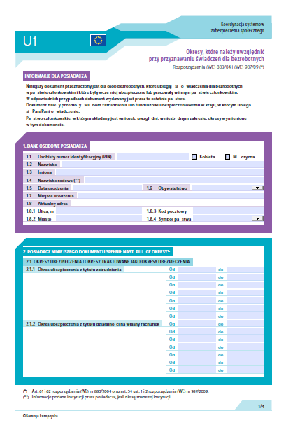 Sumowanie okresów DOCUMENT U1 oraz Zaświadczenie E 301 to jedyne dokumenty potwierdzające okres zatrudnienia, ubezpieczenia i pracy na własny