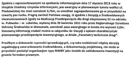 DZIELNICA TREŚĆ ODPOWIEDŹ Według naszej opinii zmiana szerokości pasa awaryjnego w obrębie tunelu w dokumentacji projektowej w stosunku do uwarunkowań określonych w decyzji o środowiskowych