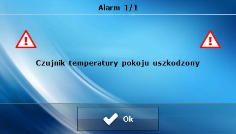 VI. Alarmy Pokojowy regulator temperatury ST-280 będzie sygnalizował wszystkie alarmy, które wystąpią w sterowniku głównym.