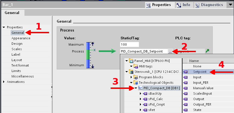 Rys.4.3.Wybór bargrafu Pierwszymi elementami, które użytkownik może dodać do ekranu Operator są trzy bargrafy (Toolbox Elements).