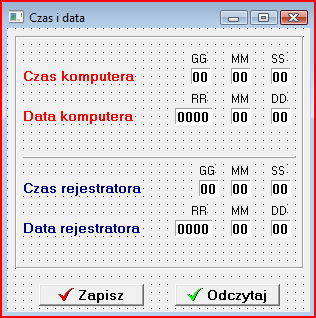 Czas i data rejestratora.