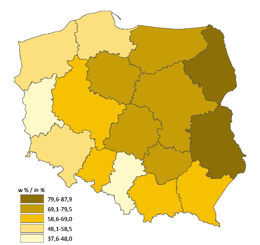 1,9 2,1 1,9 1,6 5,5 3,5 7,7 5,7 3,8 12,5 12,8 22,4 20,0 30,5 31,5 36,7 DEMOGRAPHIC POTENTIAL WYKRES 25. STRUKTURA LUDNOŚCI OBSZARÓW WIEJSKICH WEDŁUG GŁÓWNEGO ŹRÓDŁA UTRZYMANIA I PŁCI W 2011 R.