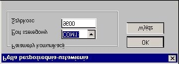 W polu Parametry komunikacji wybierz port (COM1.. COM4), do którego jest podłączona pętla kontrolerów. W polu Szybkość pozostaw wartość domyślną 9600.