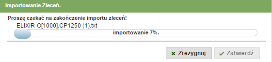 332) Należy wybrać opcję znajdują się zlecenia i wskazać lokalizację pliku, w którym Rys 332: Formularz importu zleceń Po wczytaniu pliku na formularzu zostaną wyświetlone dodatkowe pola z