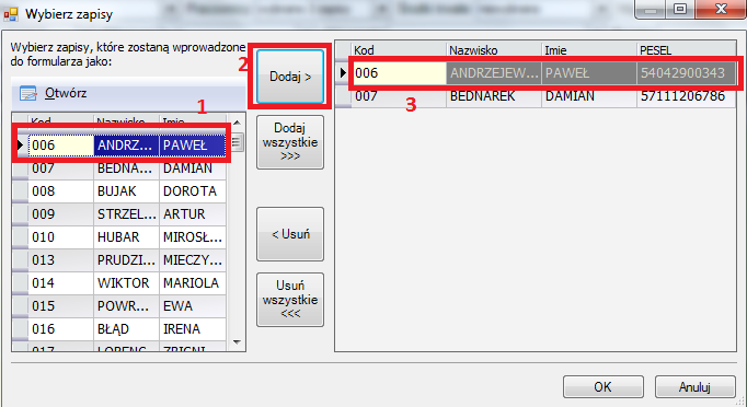 117 Budowa modułu CRM Rys. 87 Dodawanie pracownika do filtru kalendarza. Środki trwałe- pozwala na wybranie elementów środków trwałych na kalendarz.