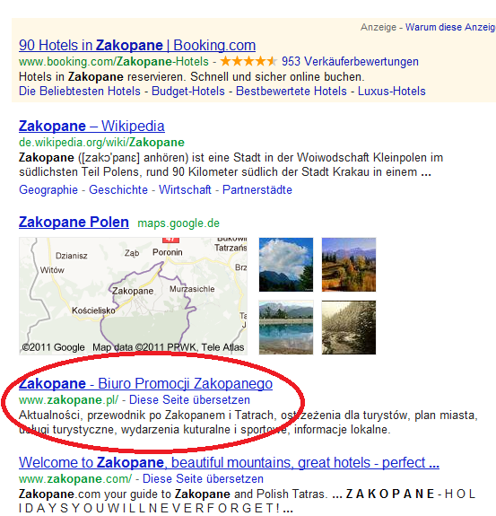 17 Na niemieckiej wersji google, serwis