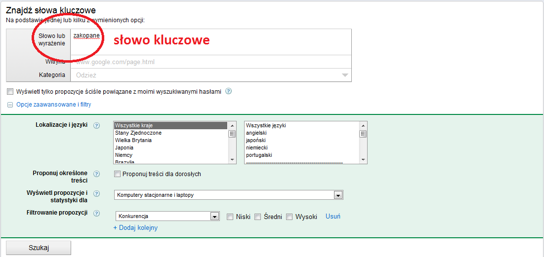 24 Google Keyword Tool Narzędzie jest dostępne pod adresem: https://adwords.google.com/select/keywordtoolexternal Narzędzie to może podsunąć nowe ciekawe pomysły na słowa kluczowe.