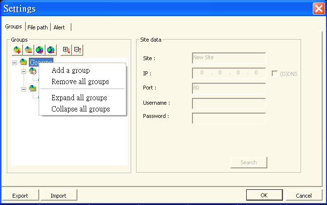 Remove a Group usuwanie grupy Przycisk usuwa aktualnie podświetloną grupę I urządzenia w jej przypisane Pod prawym przyciskiem jest dostępna równieŝ opcja usunięcia