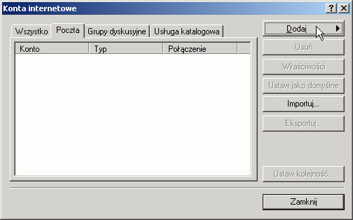MS Outlook Express 1. Uruchom program pocztowy Outlook Express i kliknij Narzędzia a następnie Konta... 2.