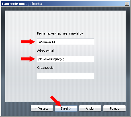 4. Wpisz swoje imię i nazwisko oraz adres e-mail w odpowiednie pola i kliknij Dalej. 5.