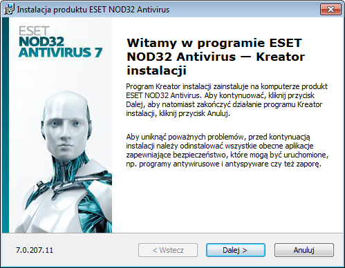 Instalacja Program ESET NOD32 Antivirus zawiera komponenty, które mogą wchodzić w konflikt z innymi produktami antywirusowymi lub oprogramowaniem zabezpieczającym zainstalowanym na komputerze.