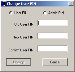 Na zmianę kodu PIN na karcie mikroprocesorowej pozwala funkcja Change PIN... W tym celu: 2. Z menu PIN wybierz Change PIN.