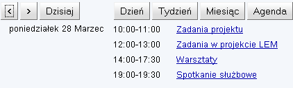 Rysunek 91 Dodawanie zdarzenia (wpisu) do kalendarza 6. Wypełnij pola formularza dodawania zdarzenia (wpisu). 7. Wybierz przycisk Zapisz.