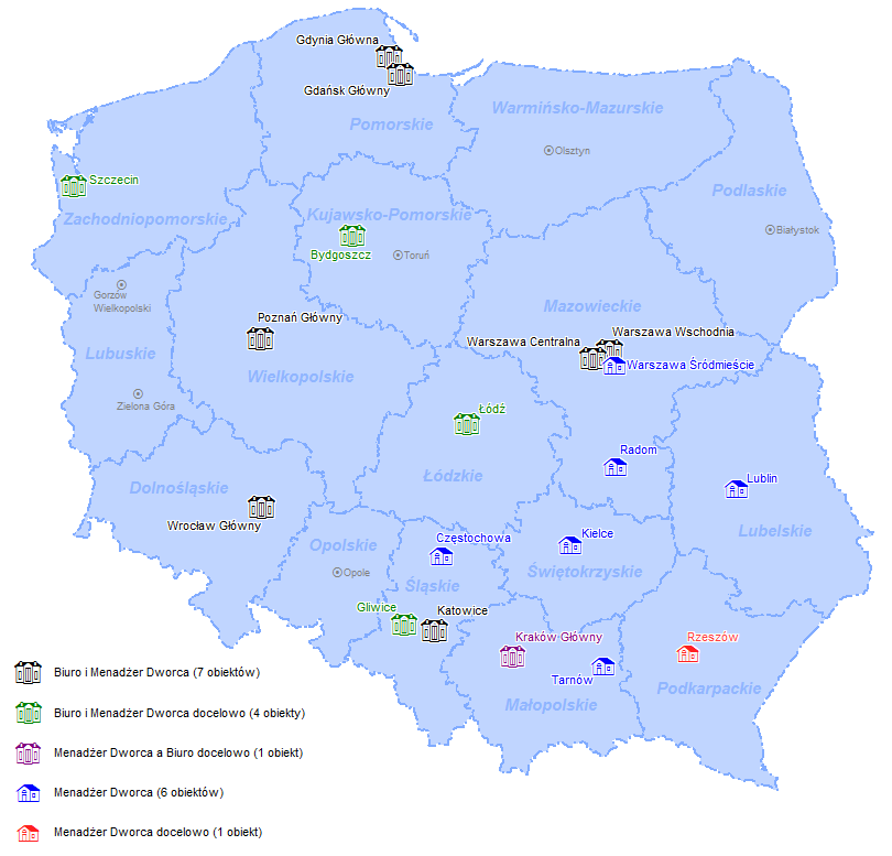 PODNOSIMY STANDARD ZARZĄDZANIE ZAŁOŻENIA REALIZACJA EFEKTY POWOŁANIE MENDŻERÓW DWORCÓW: ZAPEWNIENIE BEZPOŚREDNIEGO NADZORU NAD KLUCZOWYMI DWORCAMI KOLEJOWYM.