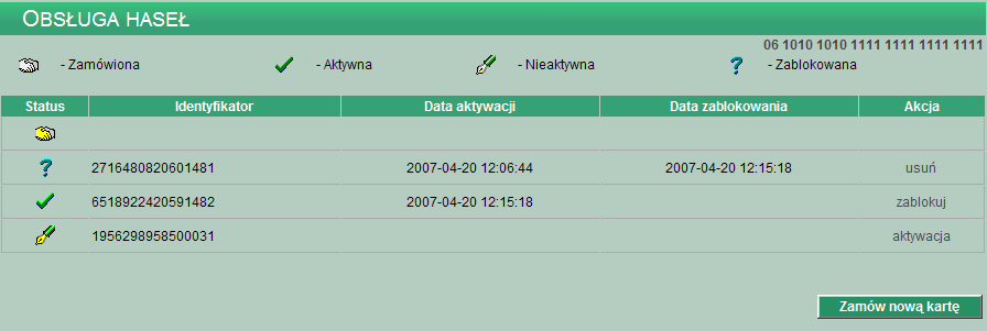 ROZDZIAŁ 7 OBSŁUGA HASEŁ OBSŁUGA HASEŁ JEDNORAZOWYCH W aplikacji InterComp istnieje możliwość autoryzacji zleceń za pomocą haseł jednorazowych.