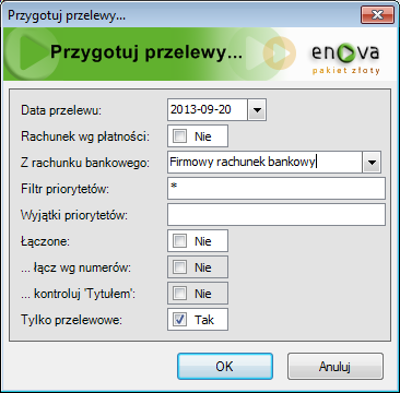 Przygotowanie przelewów W programie enova przygotowanie przelewów może nastąpić na dwa sposoby.