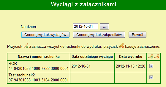 numerze i nazwie rachunków, walucie rachunków, aktualnym saldzie i dostępnych środkach na rachunkach, limicie jednorazowym i dziennym do wykorzystania, operacjach kartowych (opcja ta zależy od