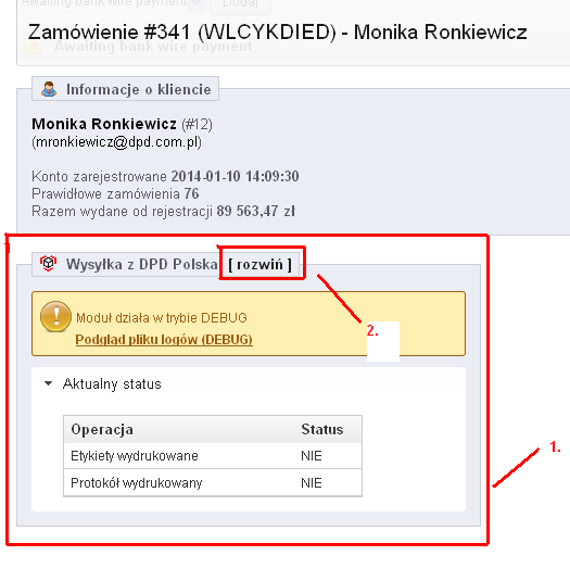 4. Instrukcja użytkownika Lista przesyłek Krok 1: Nowe zlecenia pojawiają się na liście przesyłek dopiero po wydrukowaniu etykiet.
