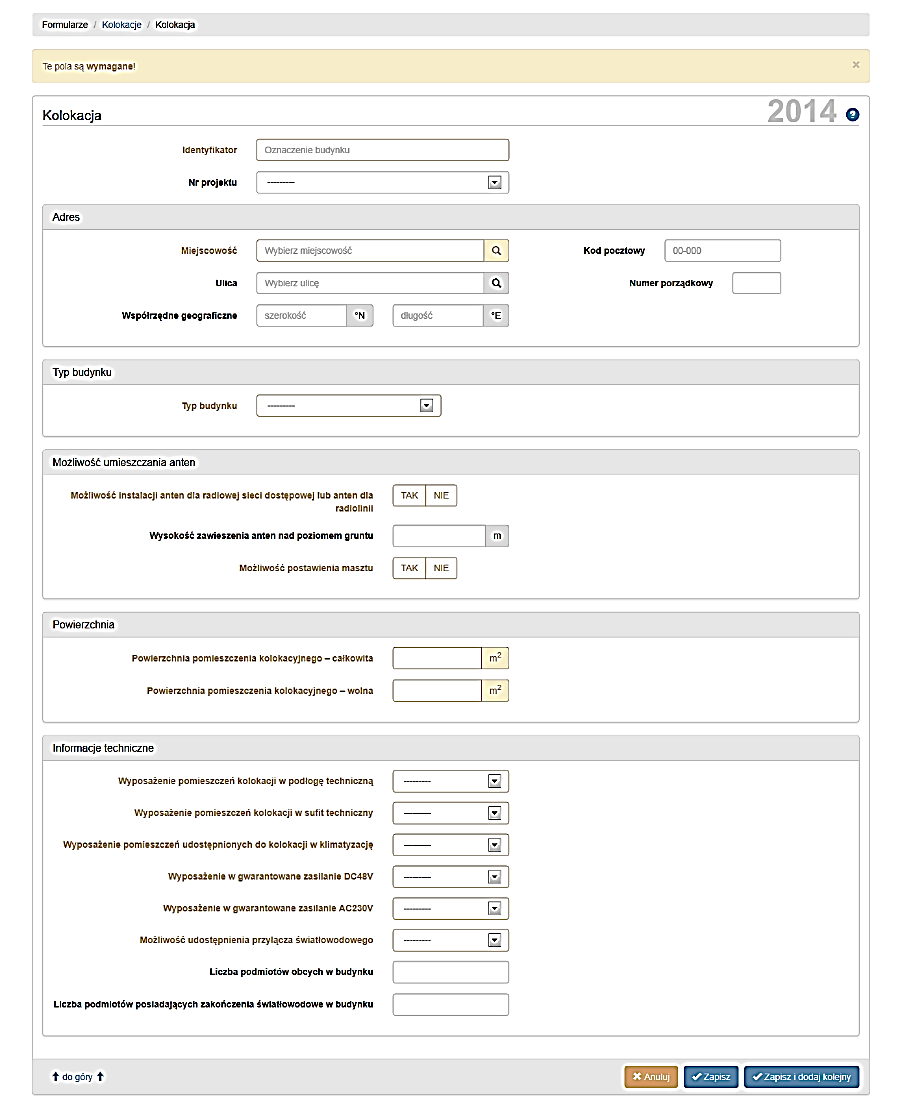 Rys. 21. Formularz Kolokacja Opis poszczególnych pól formularza Kolokacja zawiera Tabl. 4.