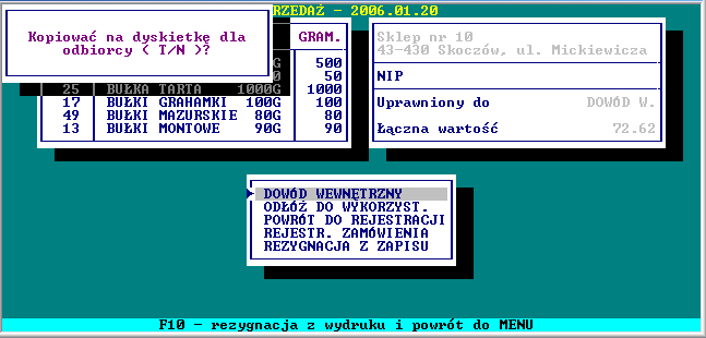 W przypadku drukowania dokumentów rozchodu System każdorazowo pyta o ilość egzemplarzy. Operator może wpisać ilość egzemplarzy, którą system będzie pamiętał i każdorazowo sugerował.