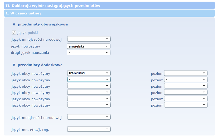 Jeśli nie można wybrać poziomu, proszę to