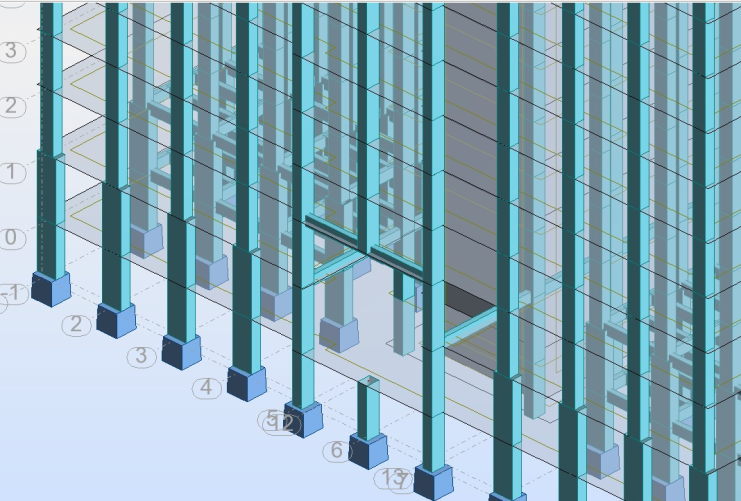 MECHANIK 7/2015 Rys. 3. Zbliżenie na fragment kolumn żelbetowych, które będą podlegały zmianie w programie Robot Structural Analysis 2015 Rys. 4.