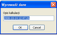 Rysunek 4.27. Edycja sprawy 4.7.1. Nowa kalkulacja Wybranie przycisku powoduje otwarcie okna z zapytaniem o opis kalkulacji. Po zaakceptowaniu numeru poprzez naciśnięcie klawisza OK.