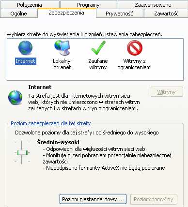 Konfigurację pokazano na przykładzie przeglądarki Internet Explorer.
