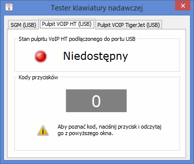 7. Tester klawiatury nadawczej Aby uruchomić tą opcję rozwiń podmenu Pomoc głównego menu programu RoIP i wybierz Tester klawiatury nadawczej.