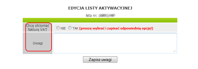 Przy tworzeniu listy naleŝy zwrócić uwagę na opcję wystawienia faktury. Jeśli szkoła wybierze opcję wystawienia faktury potwierdzającej wpłatę a dane na fakturze powinny być inne niŝ szkoły (np.