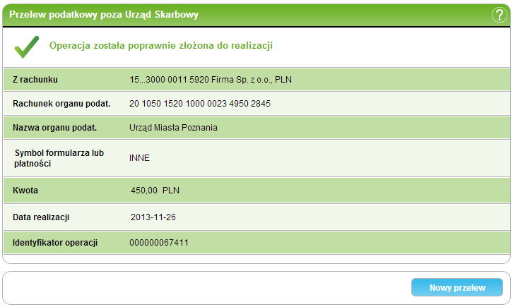 103/226211 4. PłatnościIndeks Aby sprawdzić bieżący status operacji przelewu podatkowego poza US, wyszukaj dane zlecenie na liście operacji (patrz: Lista operacji).