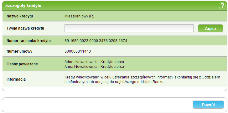 47/226211 3. RachunkiIndeks o kapitał przeterminowany (niespłacony zapadły), o odsetki umowne przeterminowane (niespłacone zapadłe), o odsetki karne, o prowizje i opłaty.