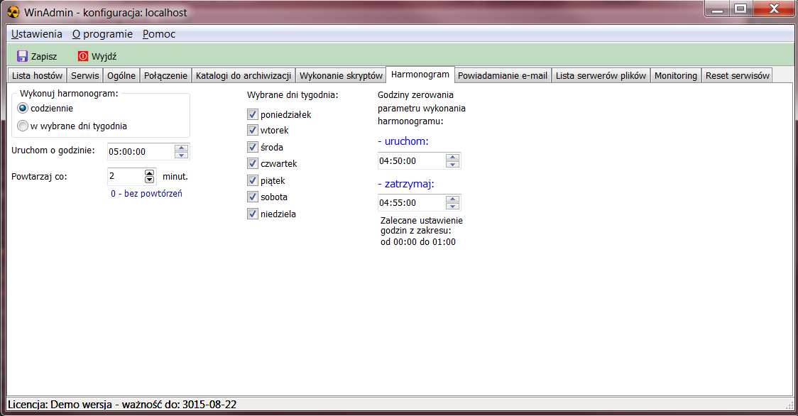 Po zdefiniowaniu parametrów należy sprawdzić połączenie przyciskiem Sprawdź połączenie wybierając odpowiednio typ połączenia: FTP/SFTP/SMB. 3.