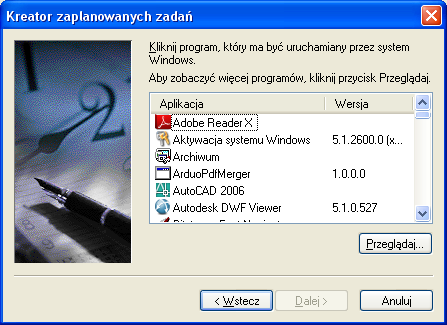 Należy dwukrotnie kliknąć na Dodaj zaplanowane zadanie. Otworzy się kreator zaplanowanych zadań. Rys.1.1.3.2.