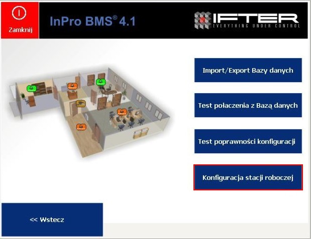 2.4. Konfiguracja stacji roboczej Aby skonfigurować stację roboczą, należy w instalatorze InPro BMS kliknąć przycisk Konfiguracja stacji roboczej. Rys.2.4. 1 Przycisk konfiguracji stacji roboczej