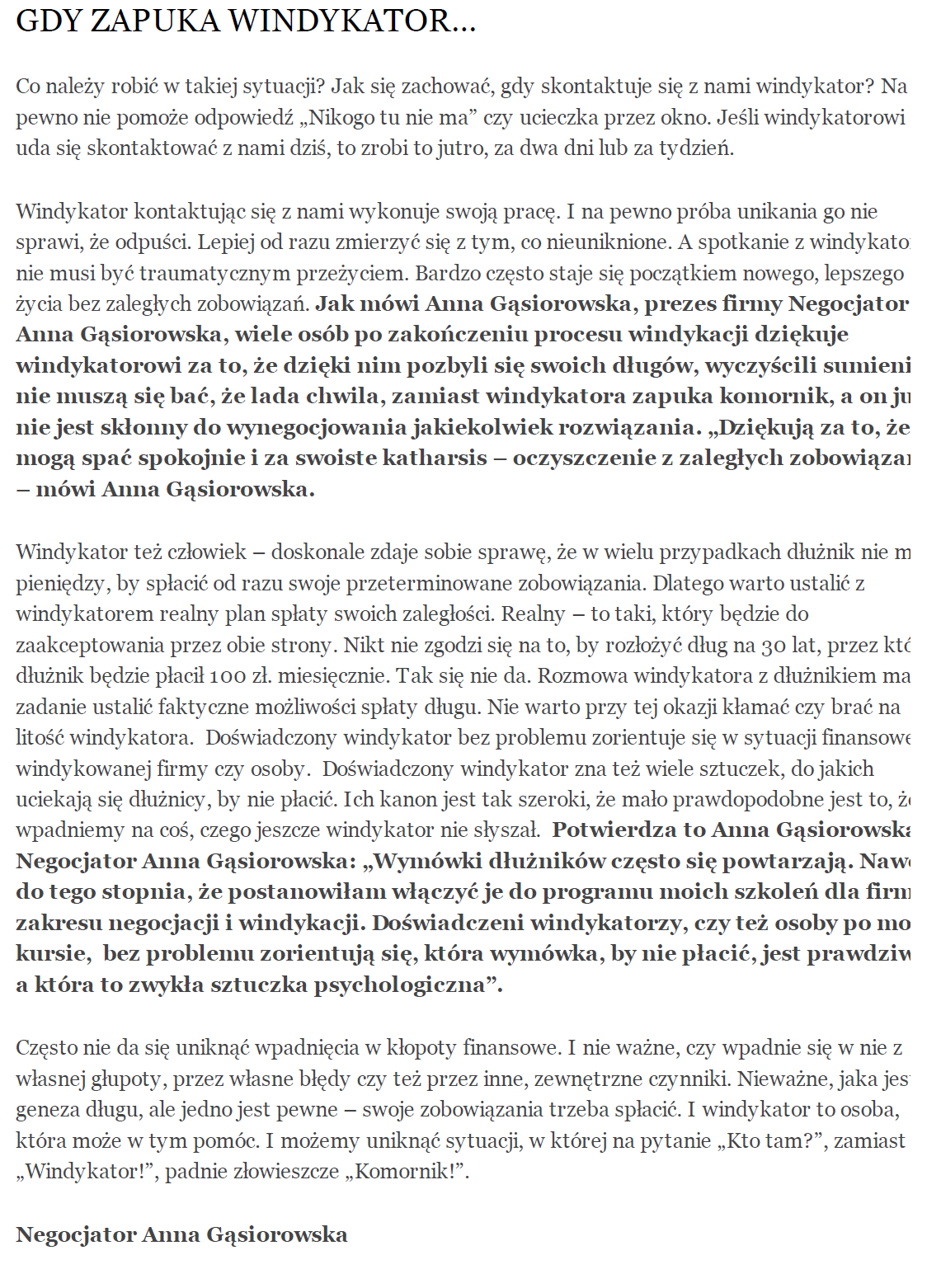 "Gdy zapuka windykator"