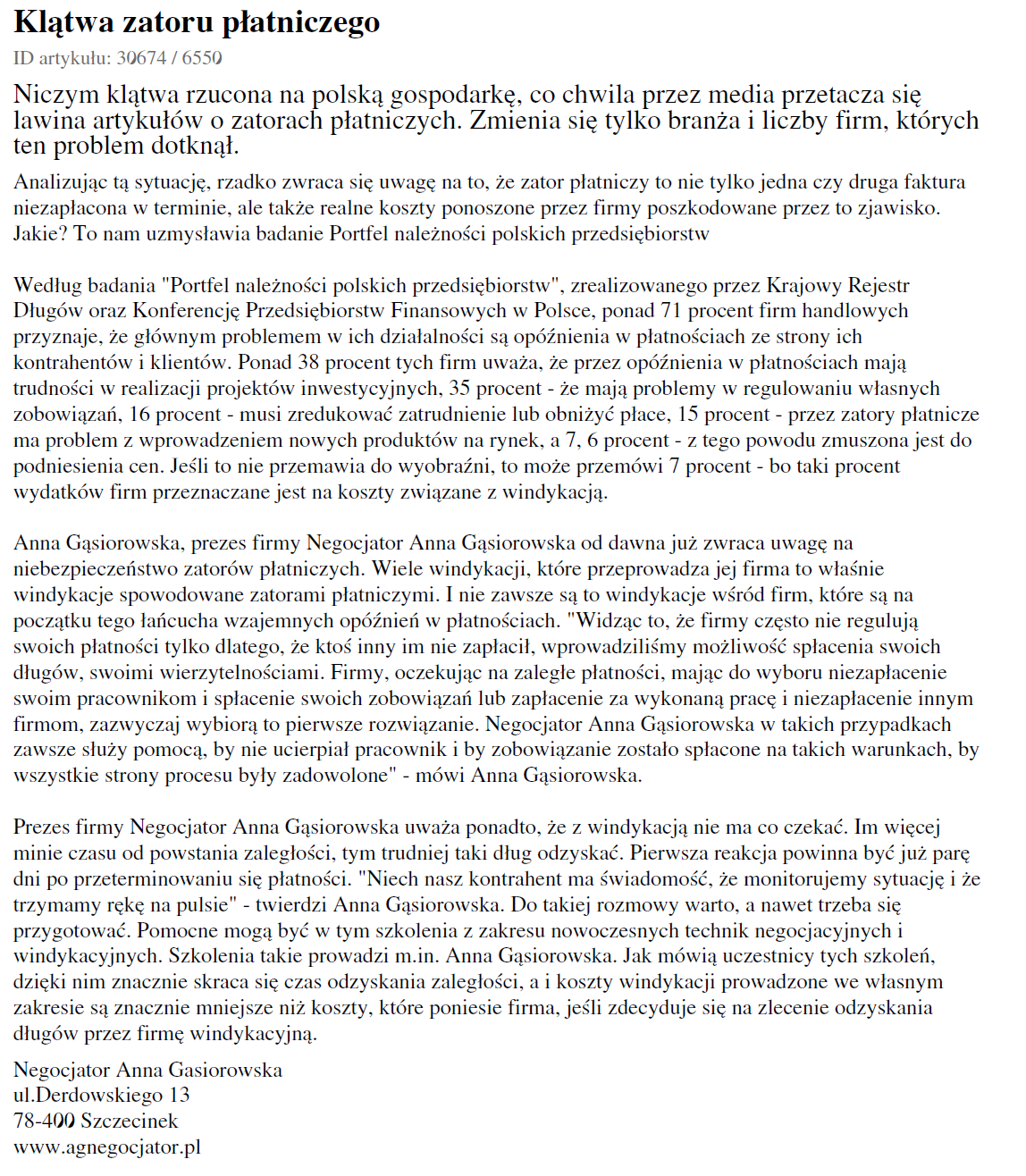 "Klątwa zatoru płatniczego" Publikuj.