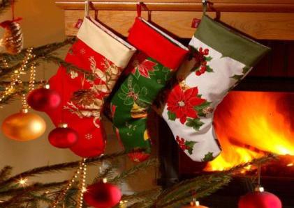 A Christmas stocking is an empty sock or sock-shaped bag that is hung on Christmas Eve so that Santa Claus can fill it with small toys, candy, fruit, coins or other small gifts when he arrives.