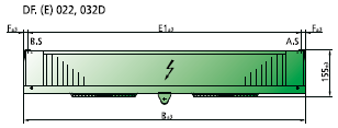 Küba DFBE junior Green Line 7 Rozstaw lamel 7,0mm DT1 = 8 K DT1 = 7 K netto. Powierzchnia Wydatek Zasięg Średnice rur Obiętość Gabaryty Moc ta1 = 0 C ta1 = -18C wymiany went. wej. wyj. wewn. szer.