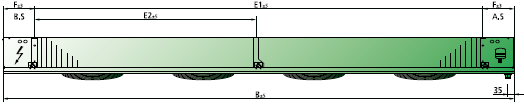Küba DFBE compact Green Line 8 Rozstaw lamel 7,0mm DT1 = 8 K DT1 = 7 K netto. Powierzchnia Wydatek Zasięg Średnice rur Obiętość Gabaryty Moc ta1 = 0 C ta1 = -18C wymiany went. wej. wyj. wewn. szer.